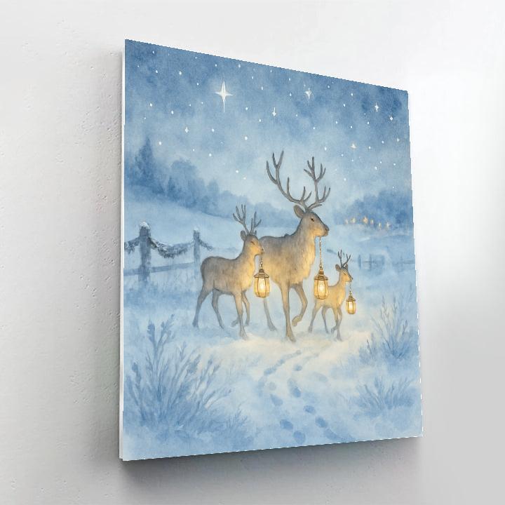 Reindeer Meadow Lantern Walk Number painting
