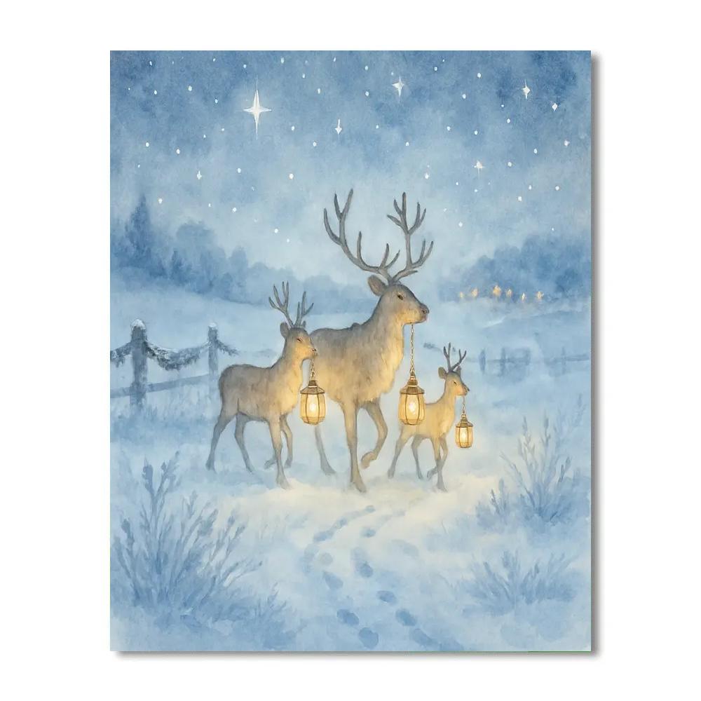 Reindeer Meadow Lantern Walk Number painting
