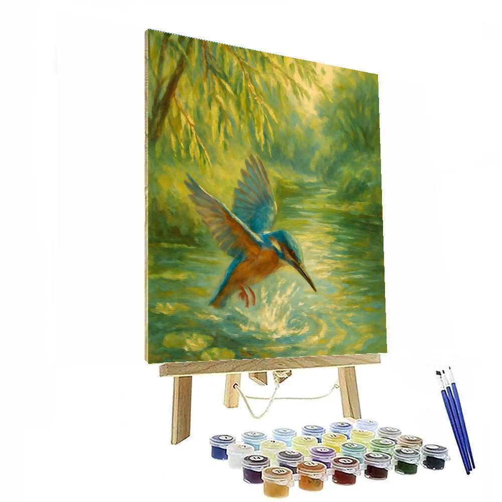 Willow Kingfisher Dive paint by color