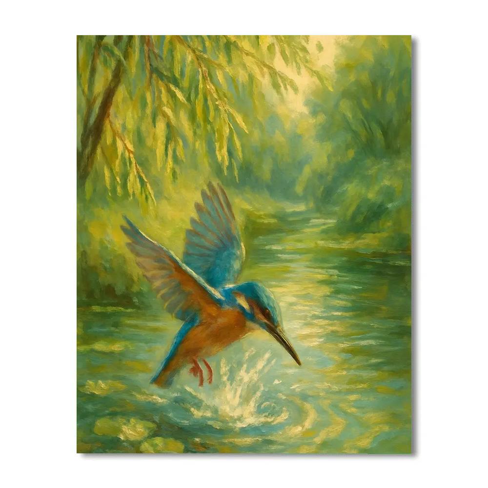 Willow Kingfisher Dive paint by color