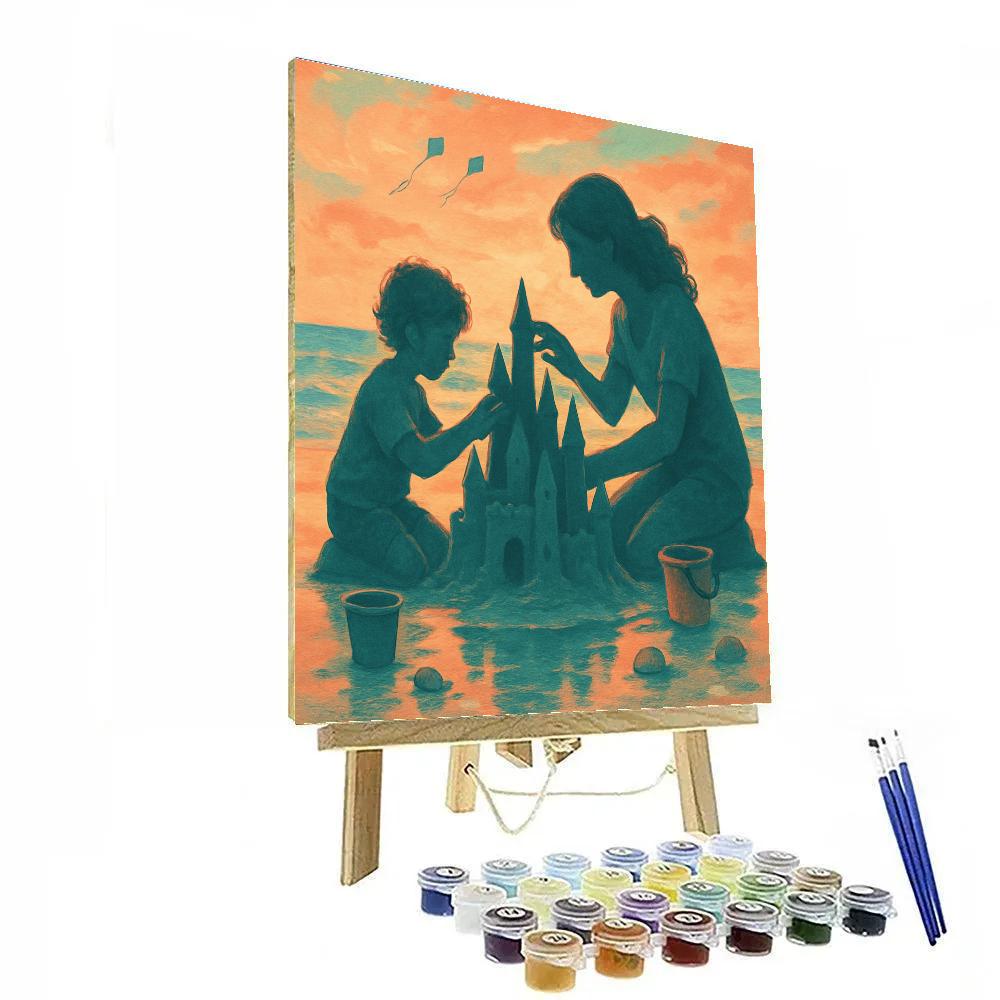 Sunset Beach Sandcastle Teamwork Numbered painting kits