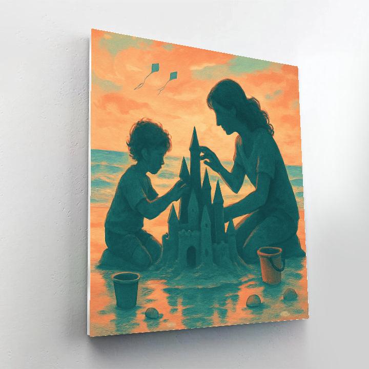 Sunset Beach Sandcastle Teamwork Numbered painting kits