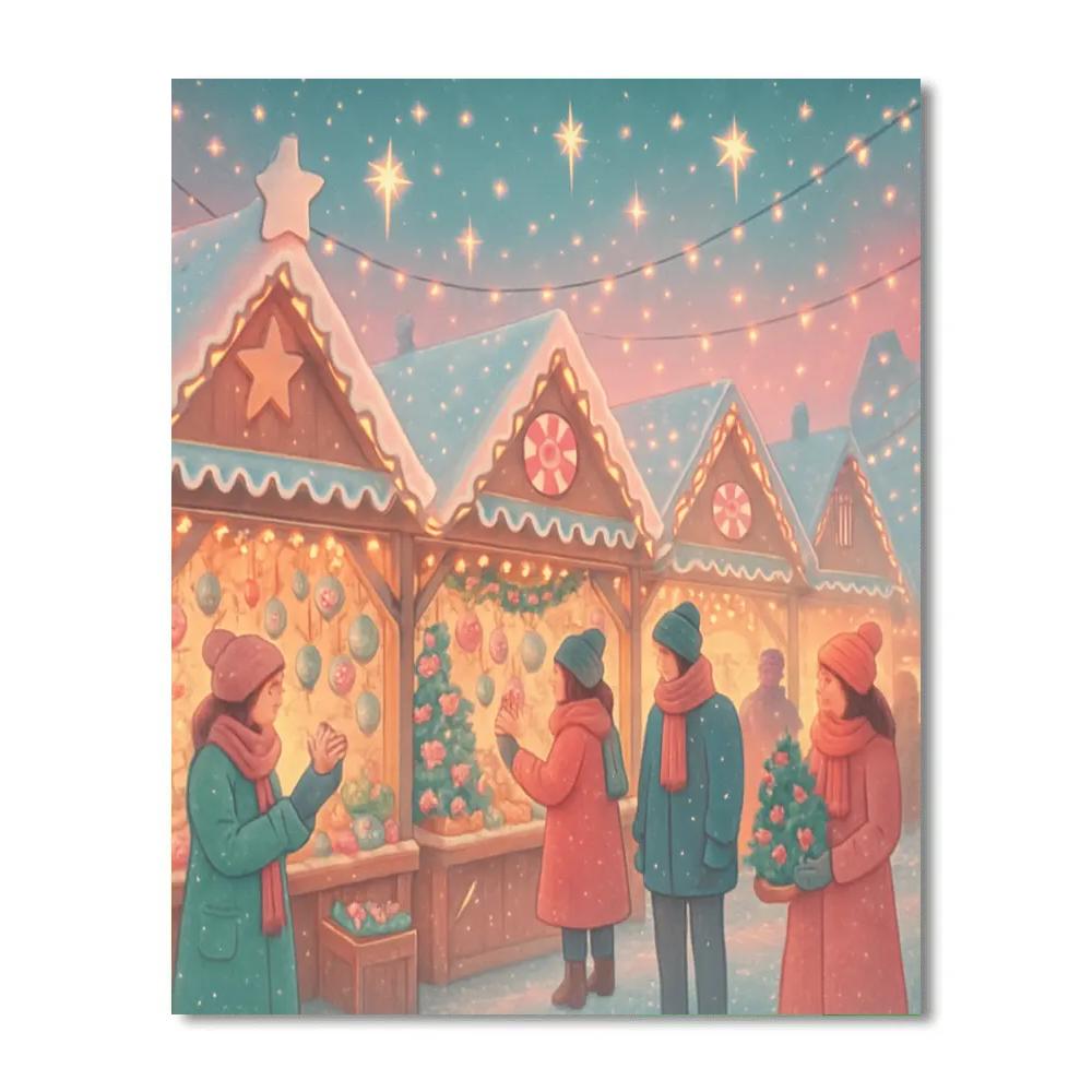 Gingerbread Market Twilight paint by numbers