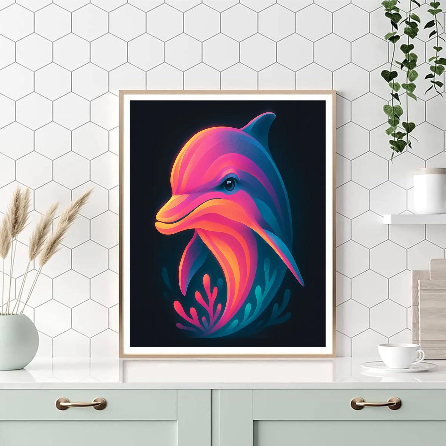 Coral Reef Dolphin DIY paint by numbers