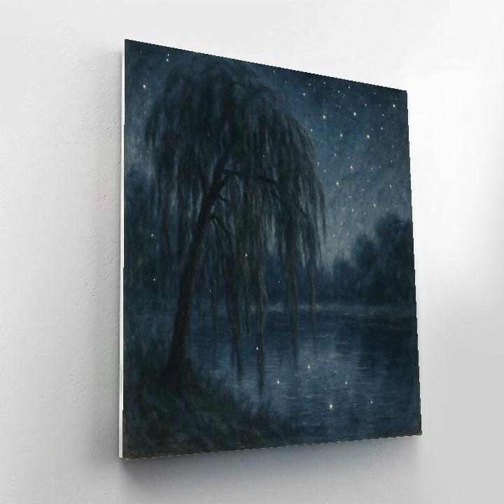 Starlit Willow By The Pond paint by color