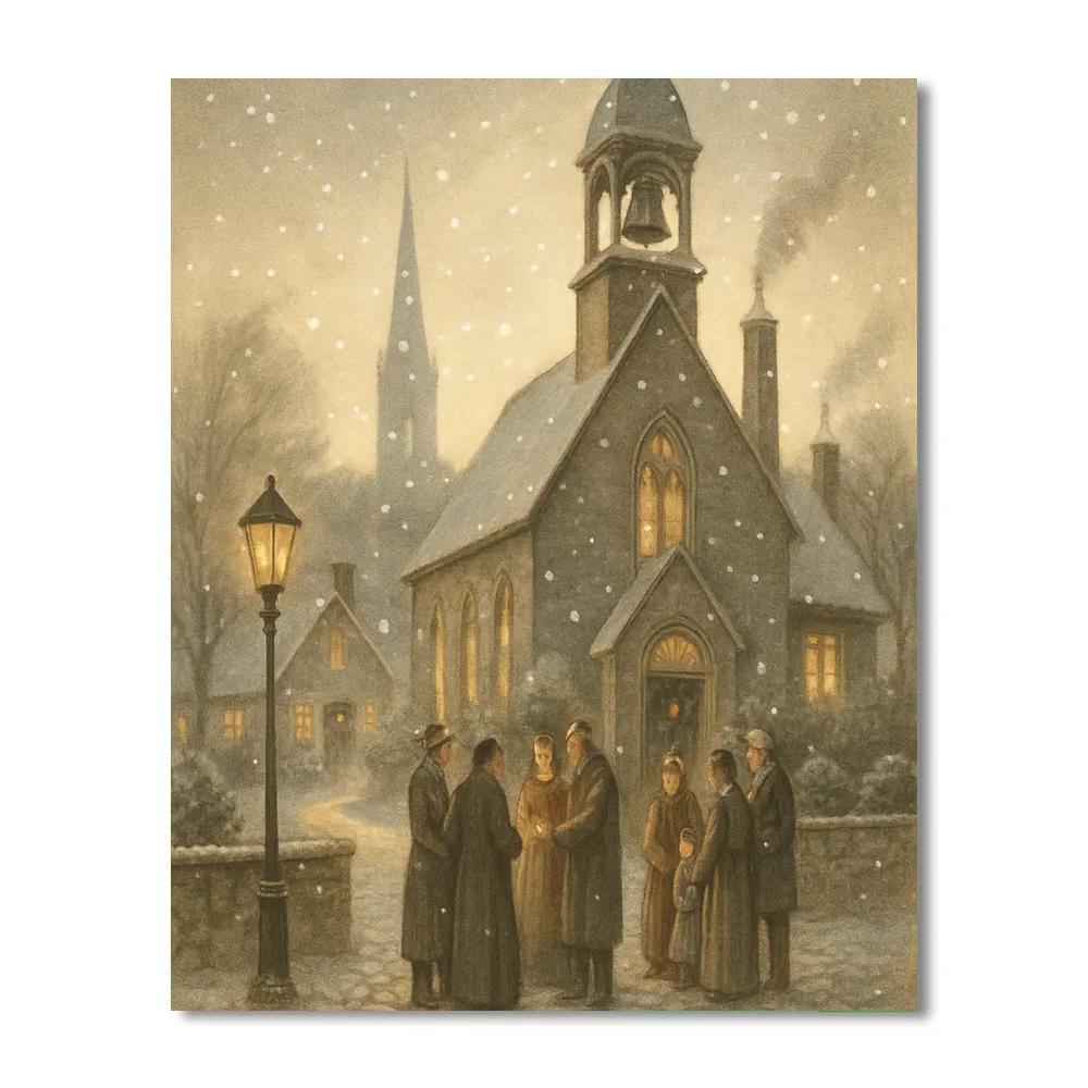 Church Bells And Snowflakes Number painting