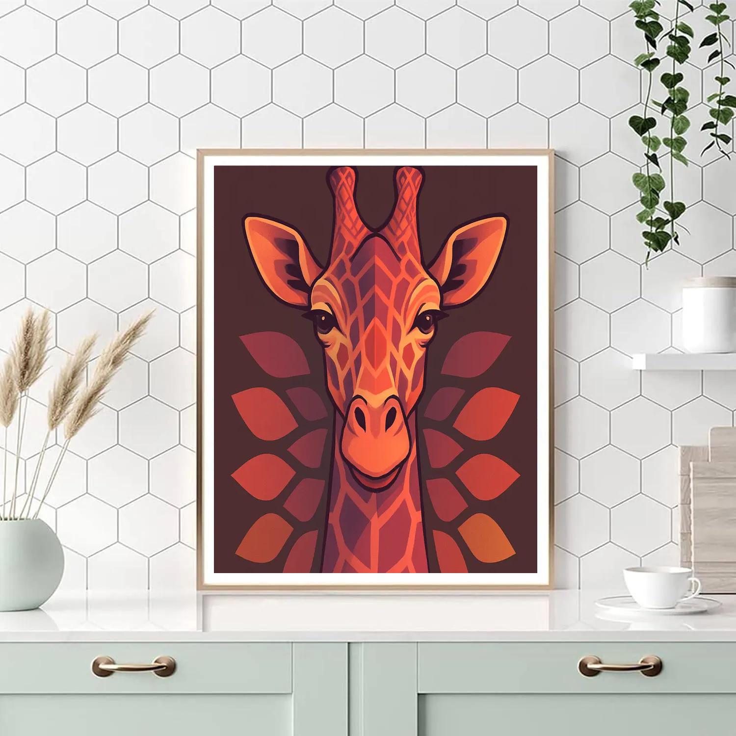 Sunset Giraffe Geometry Paint by numbers art