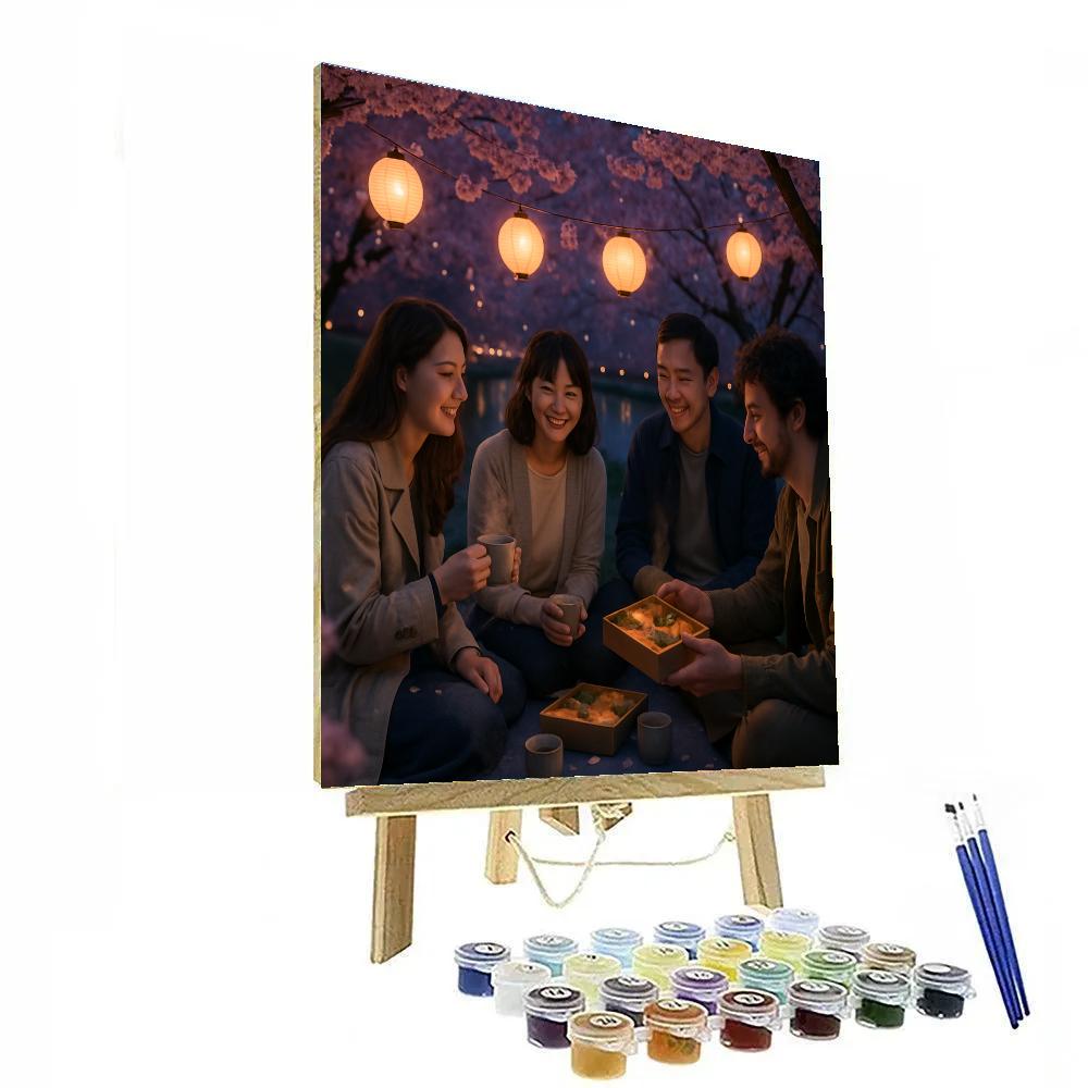 Hanami Evening Picnic painting number kit