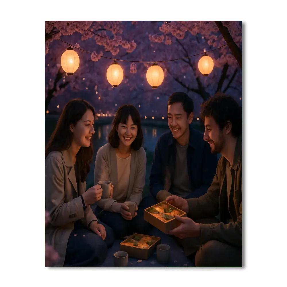 Hanami Evening Picnic painting number kit