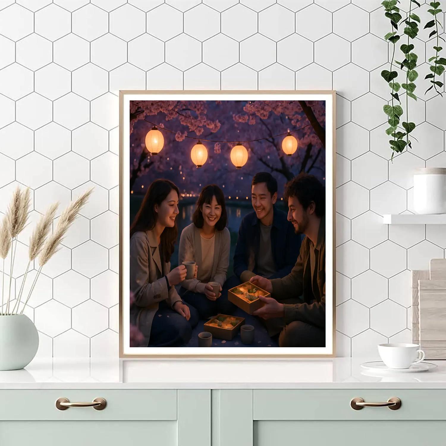 Hanami Evening Picnic painting number kit