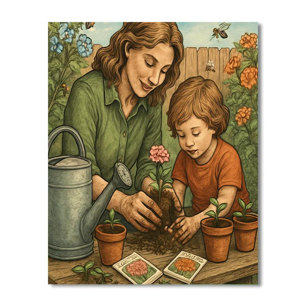 Garden Potting Together Painting by numbers kit
