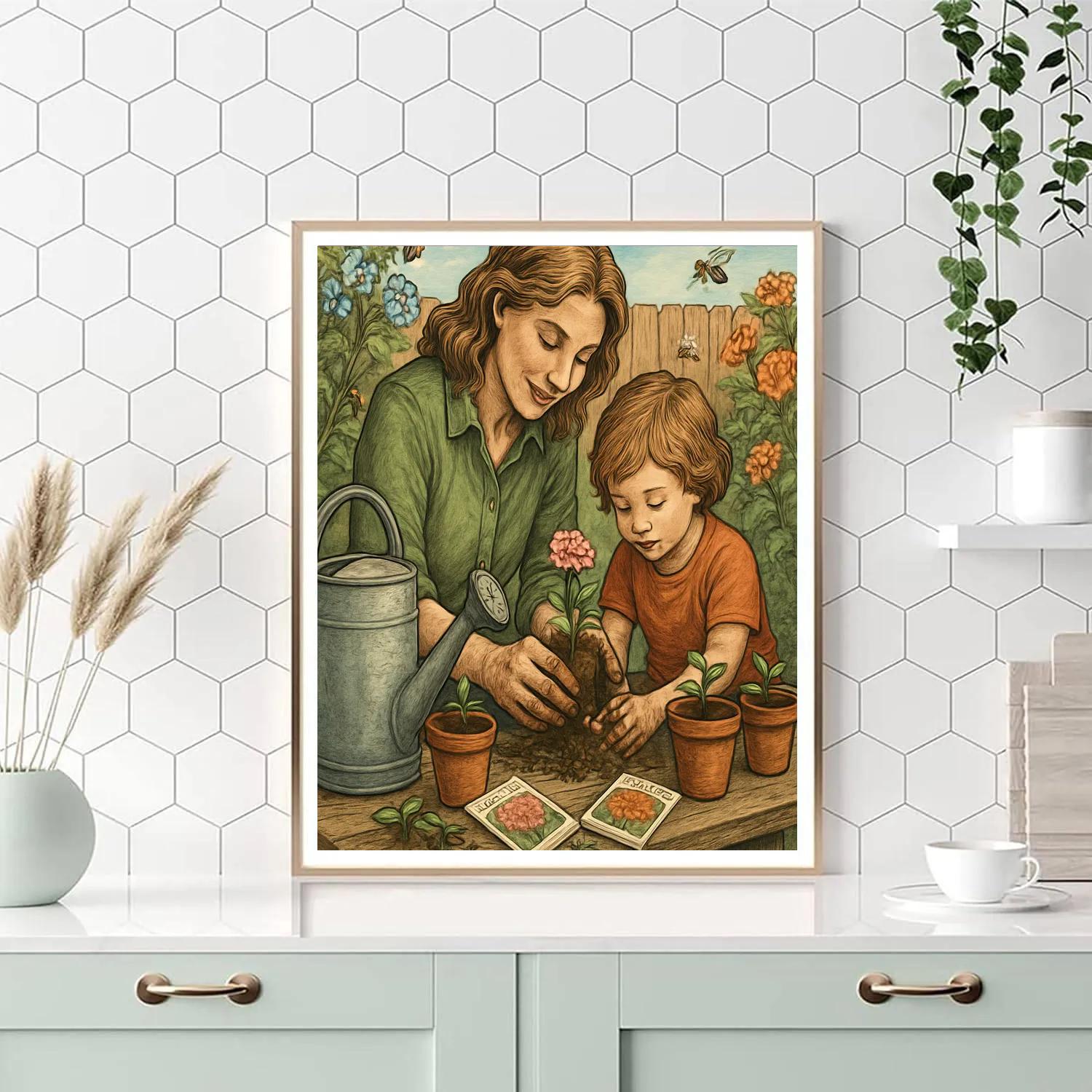 Garden Potting Together Painting by numbers kit
