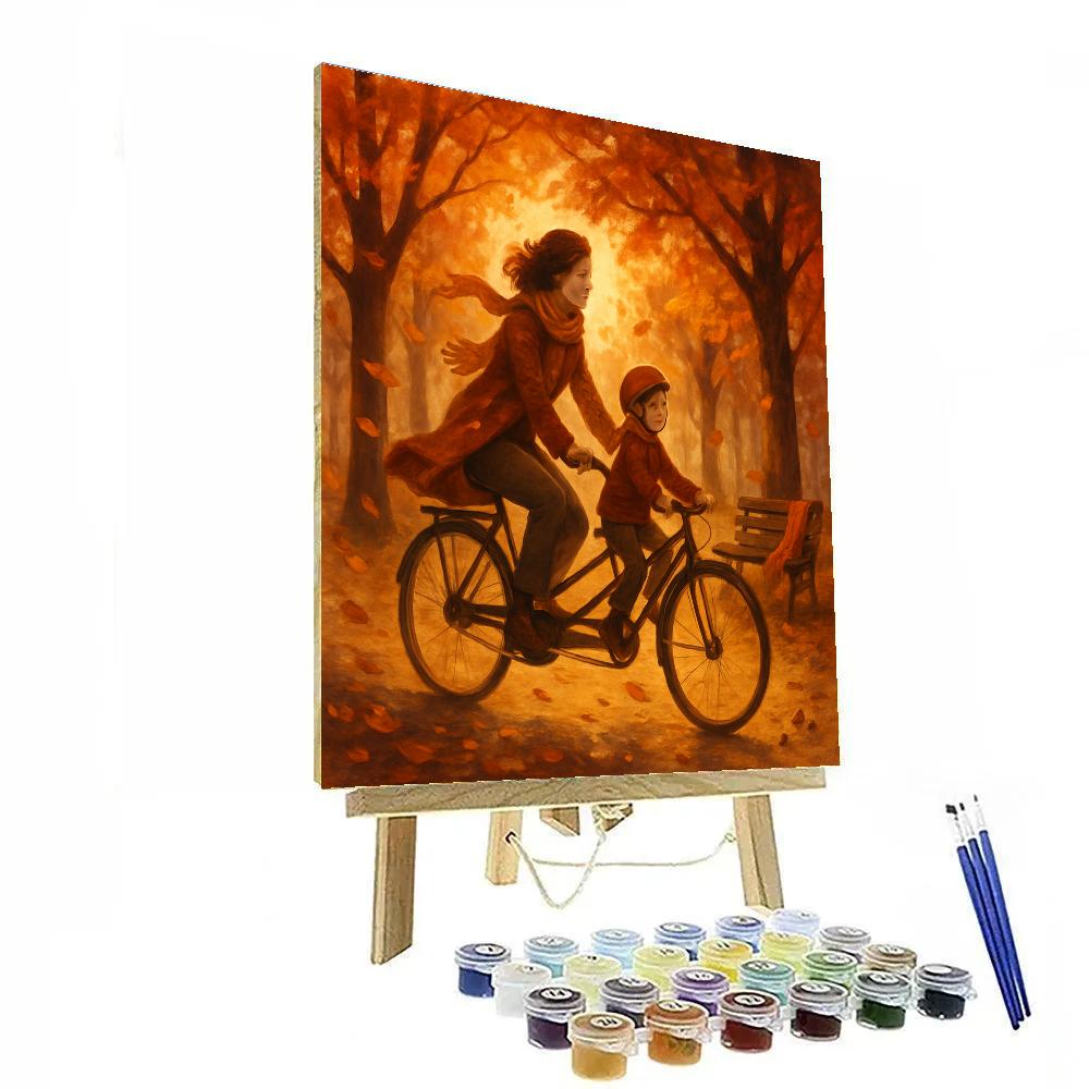 Bike Ride Through Autumn Leaves Numbered painting kits