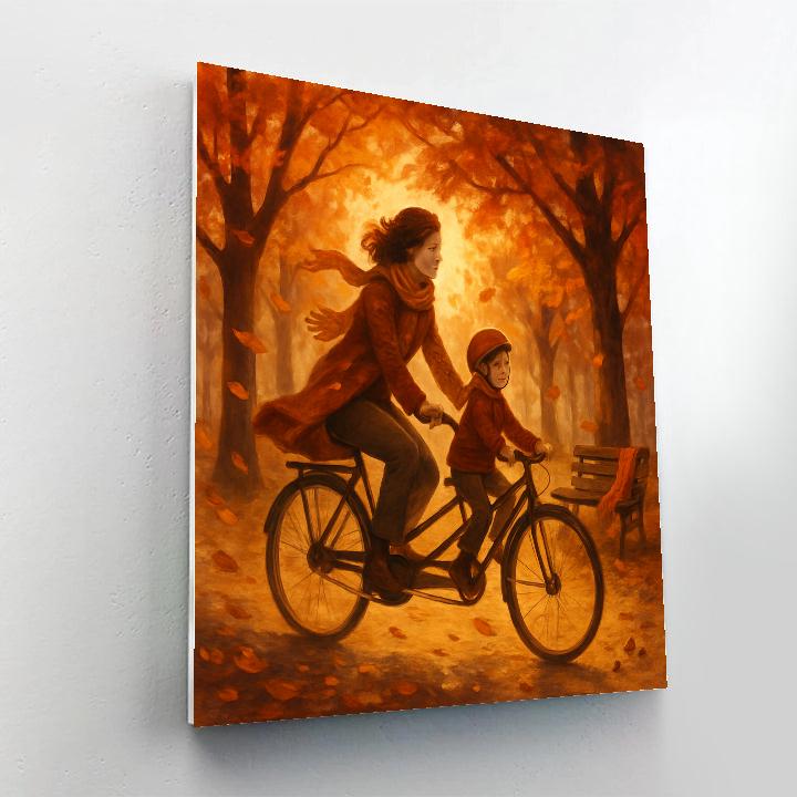 Bike Ride Through Autumn Leaves Numbered painting kits