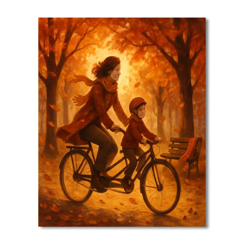 Bike Ride Through Autumn Leaves Numbered painting kits