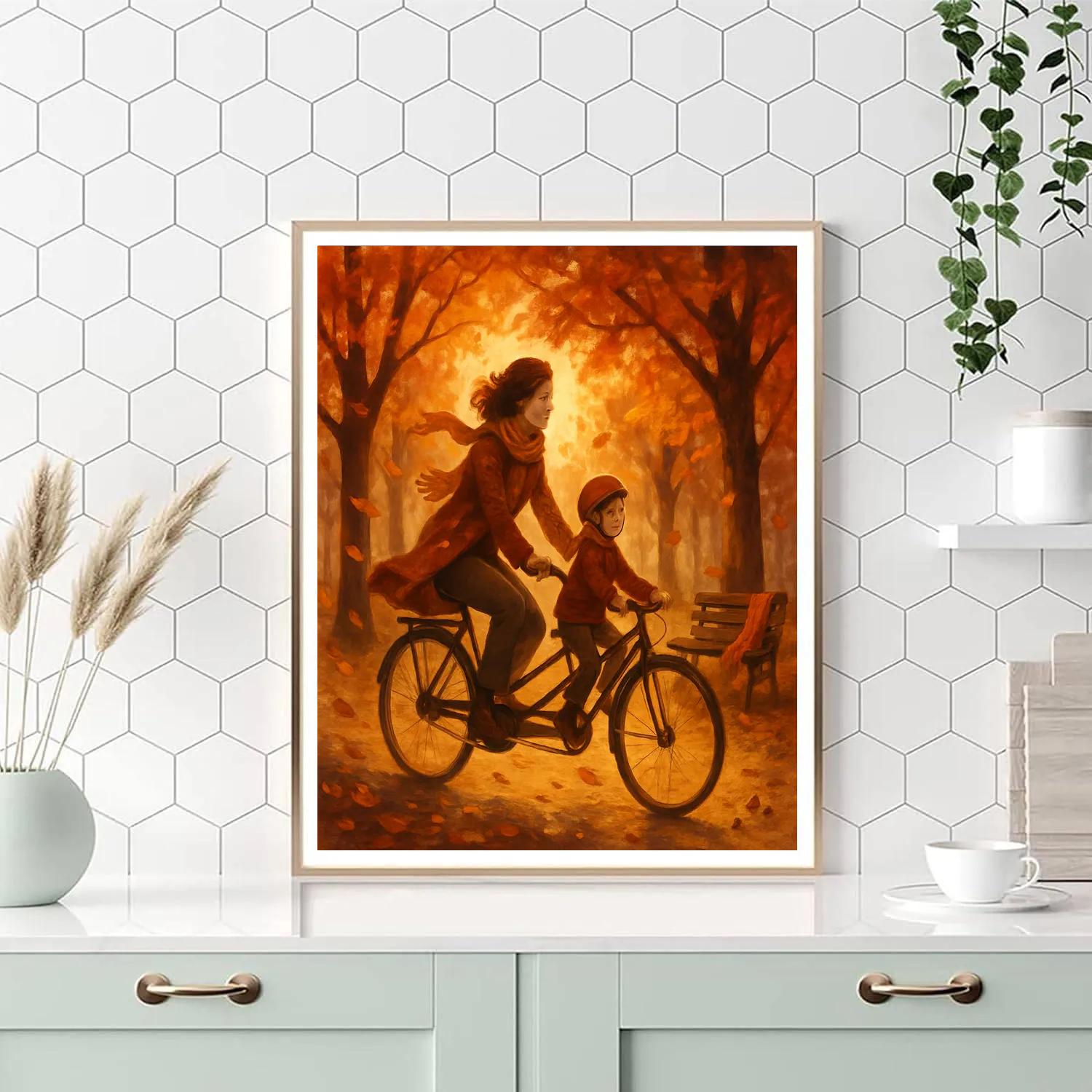 Bike Ride Through Autumn Leaves Numbered painting kits