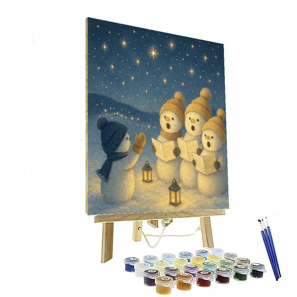 Starlit Snowman Choir DIY paint by numbers