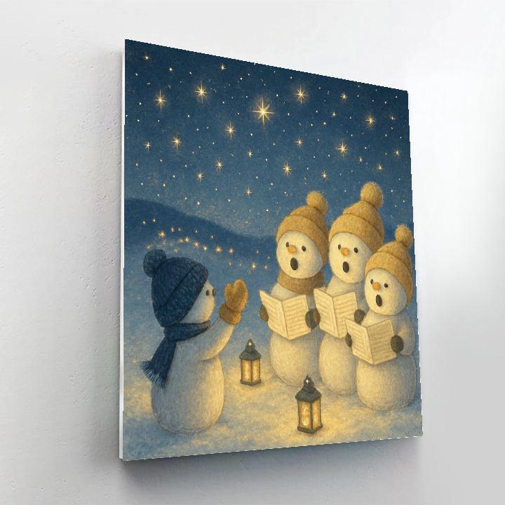 Starlit Snowman Choir DIY paint by numbers