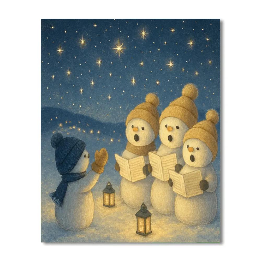 Starlit Snowman Choir DIY paint by numbers