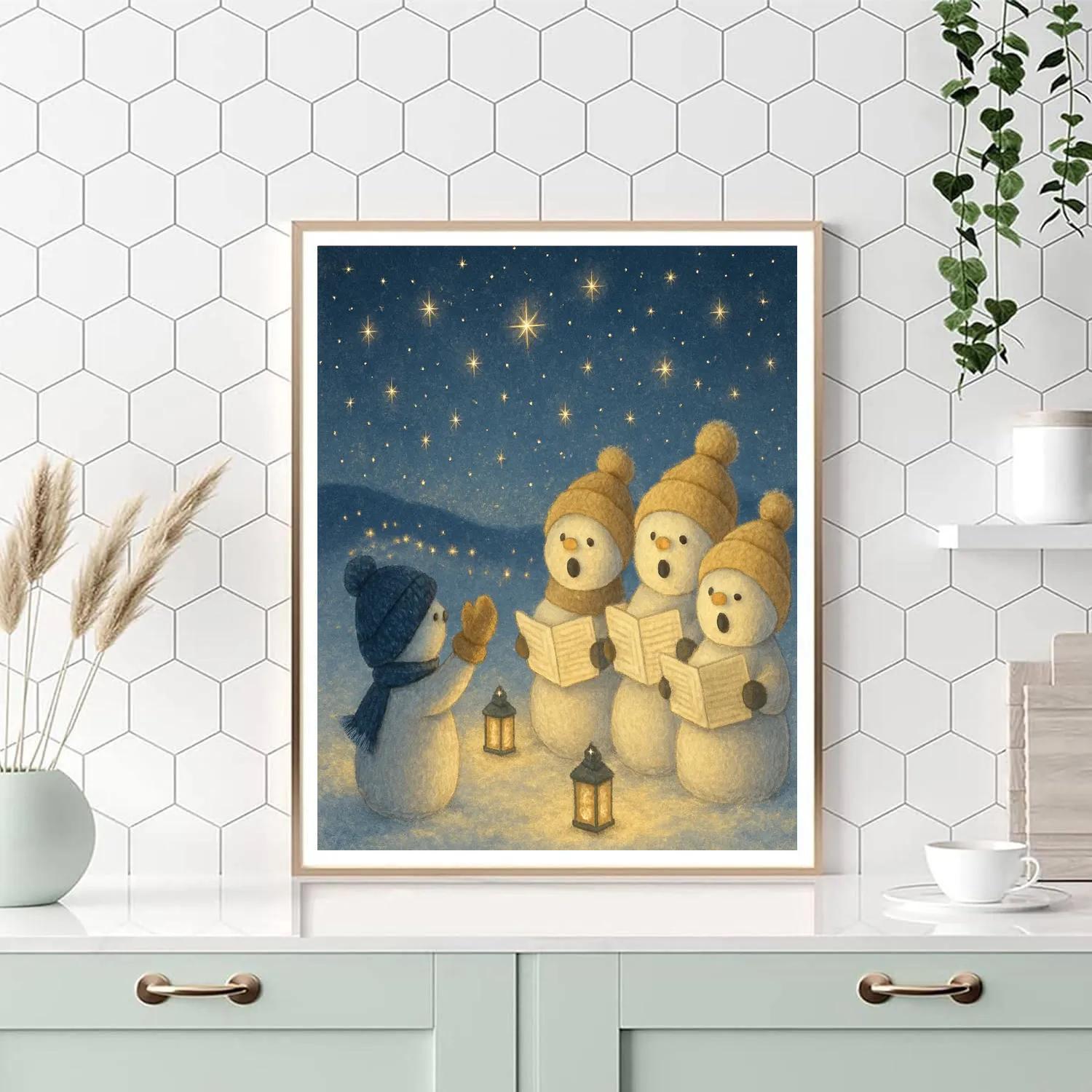 Starlit Snowman Choir DIY paint by numbers