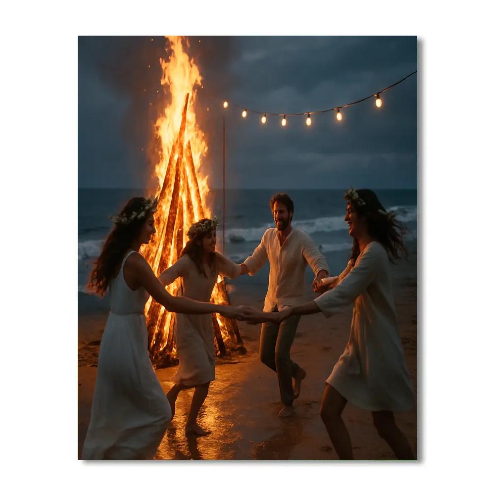 Midsummer Bonfire On The Coast paint by numbers
