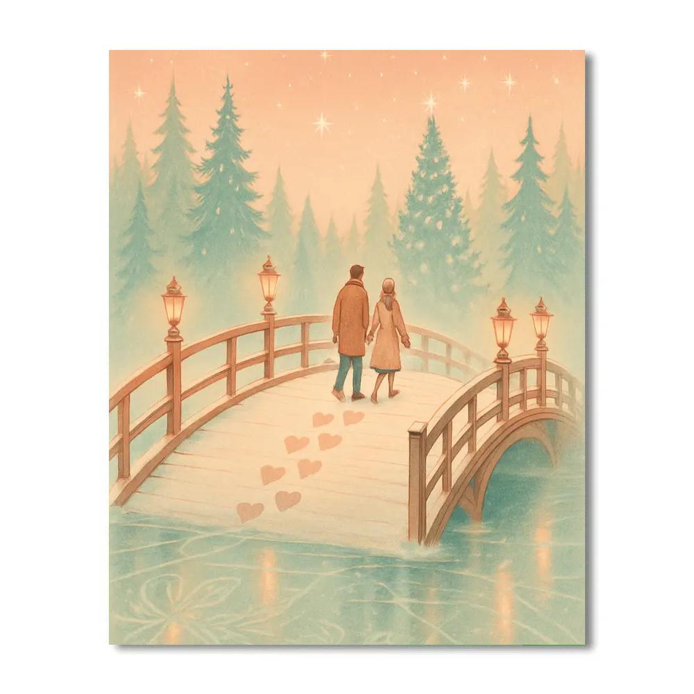 Lantern Bridge Over Glass River Numbered painting kits
