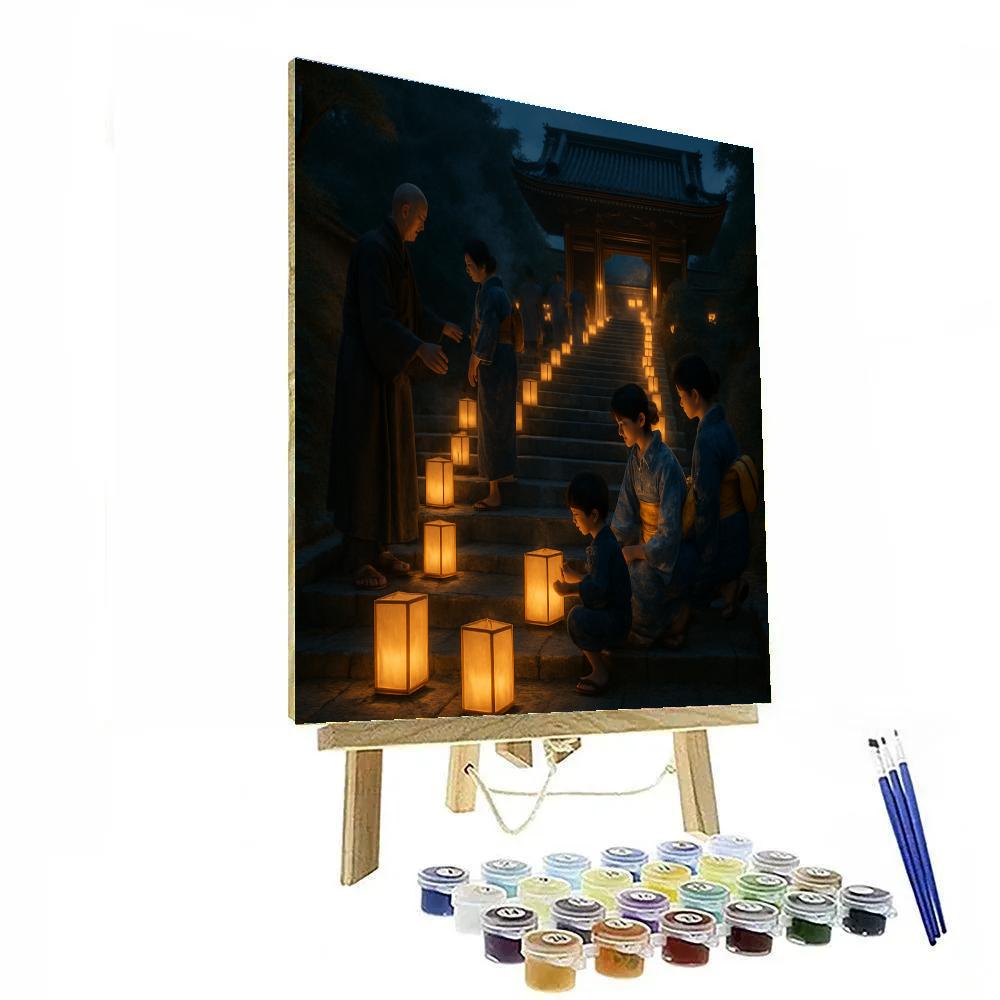 Obon Lanterns At Temple Steps paint by number