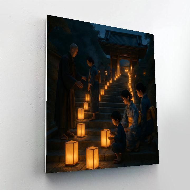 Obon Lanterns At Temple Steps paint by number