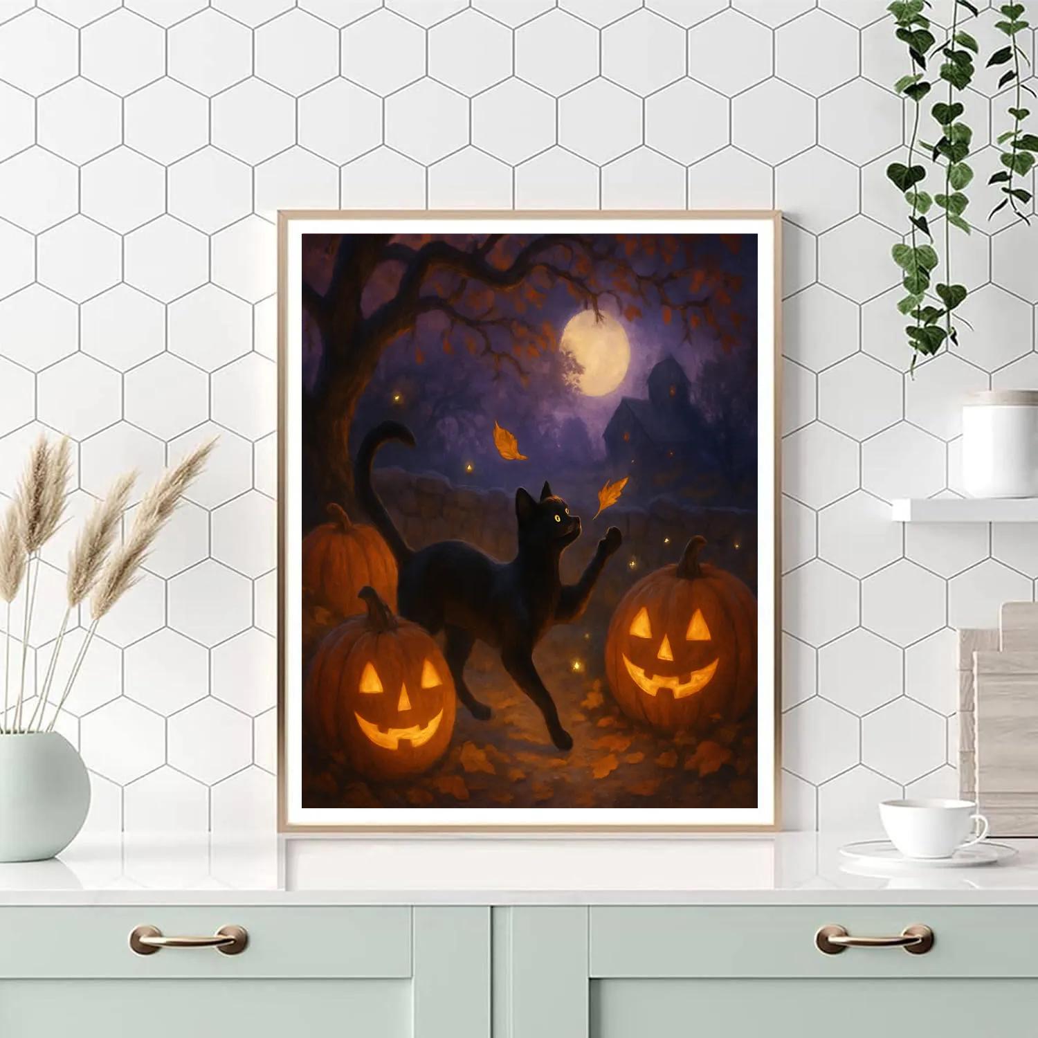 Black Cat Orchard Crossing Painting by numbers kit