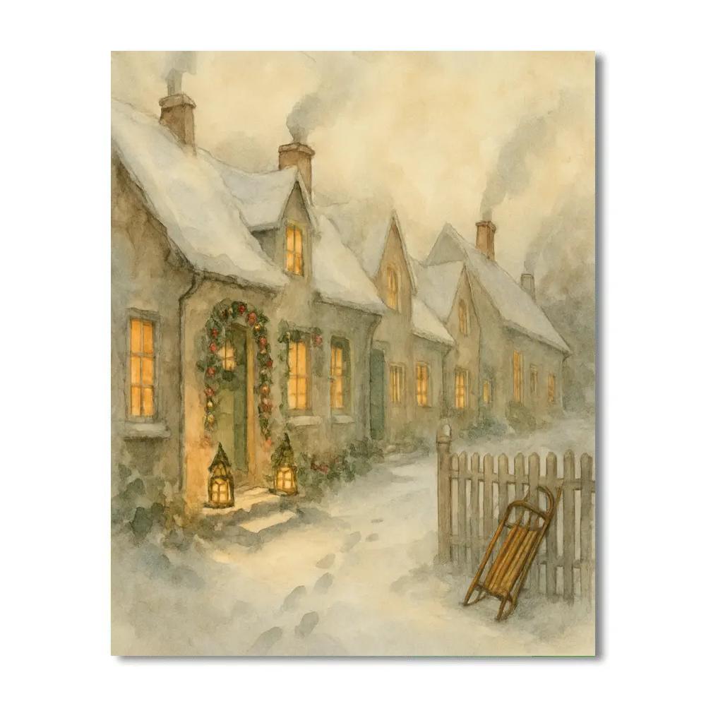 Pine Lantern Cottage Lane Painting by numbers kit