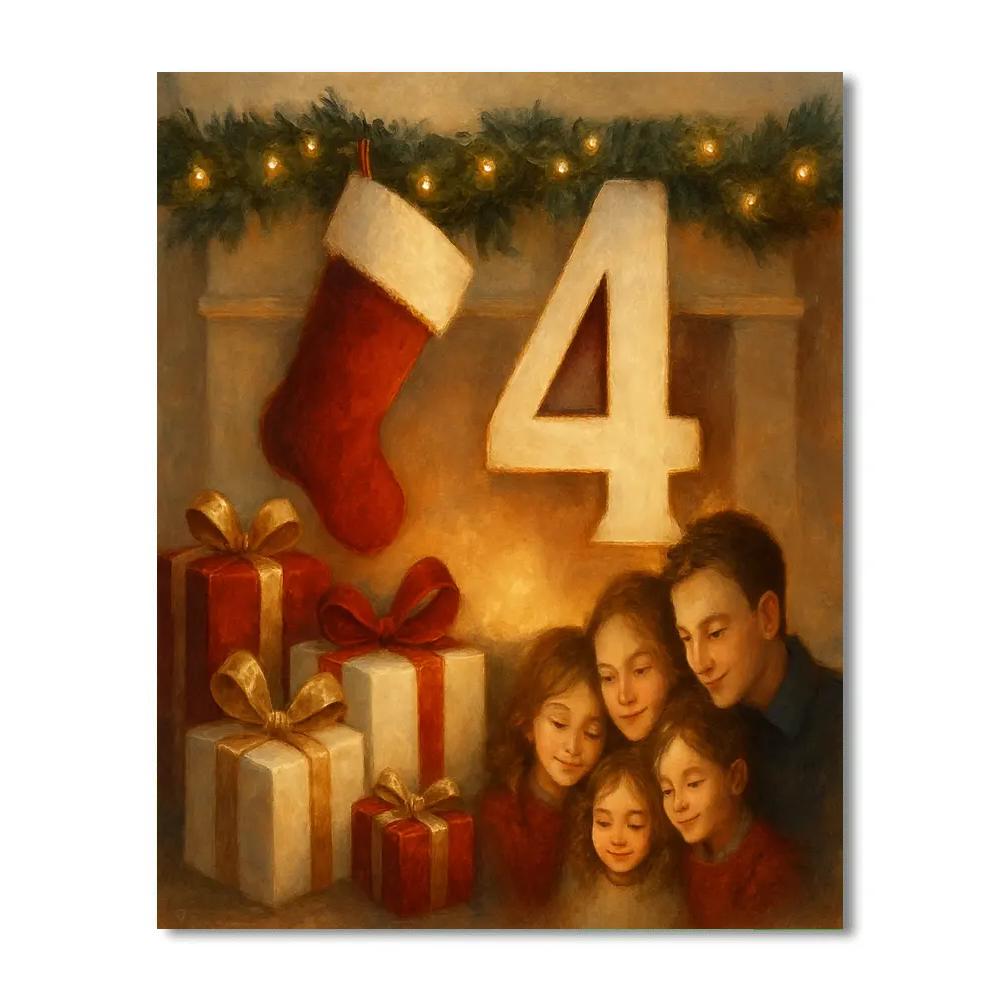 Gifts By The Fireplace paint by number