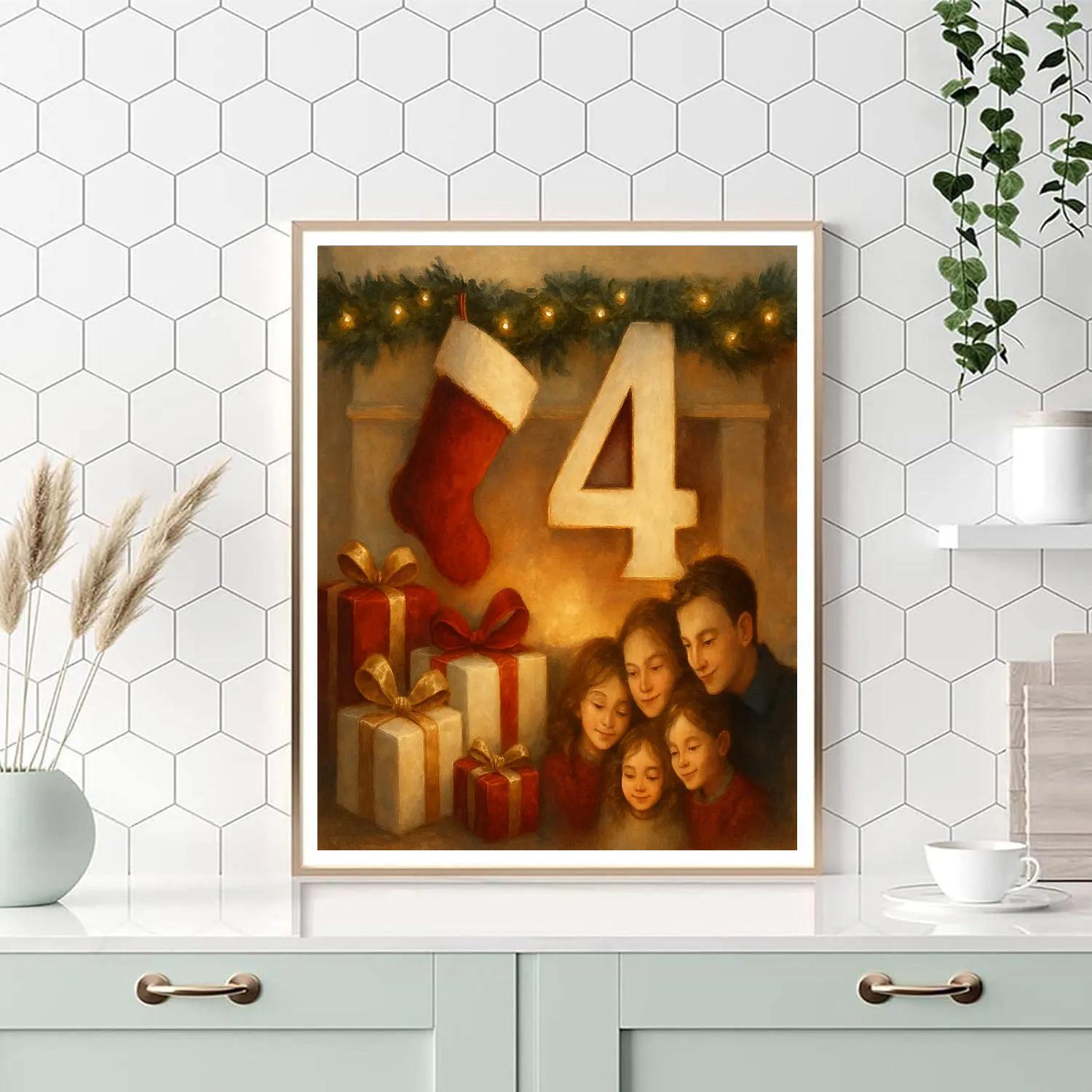 Gifts By The Fireplace paint by number
