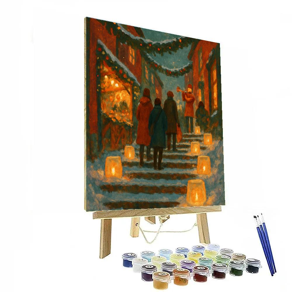 Snow Lantern Alley paint by numbers