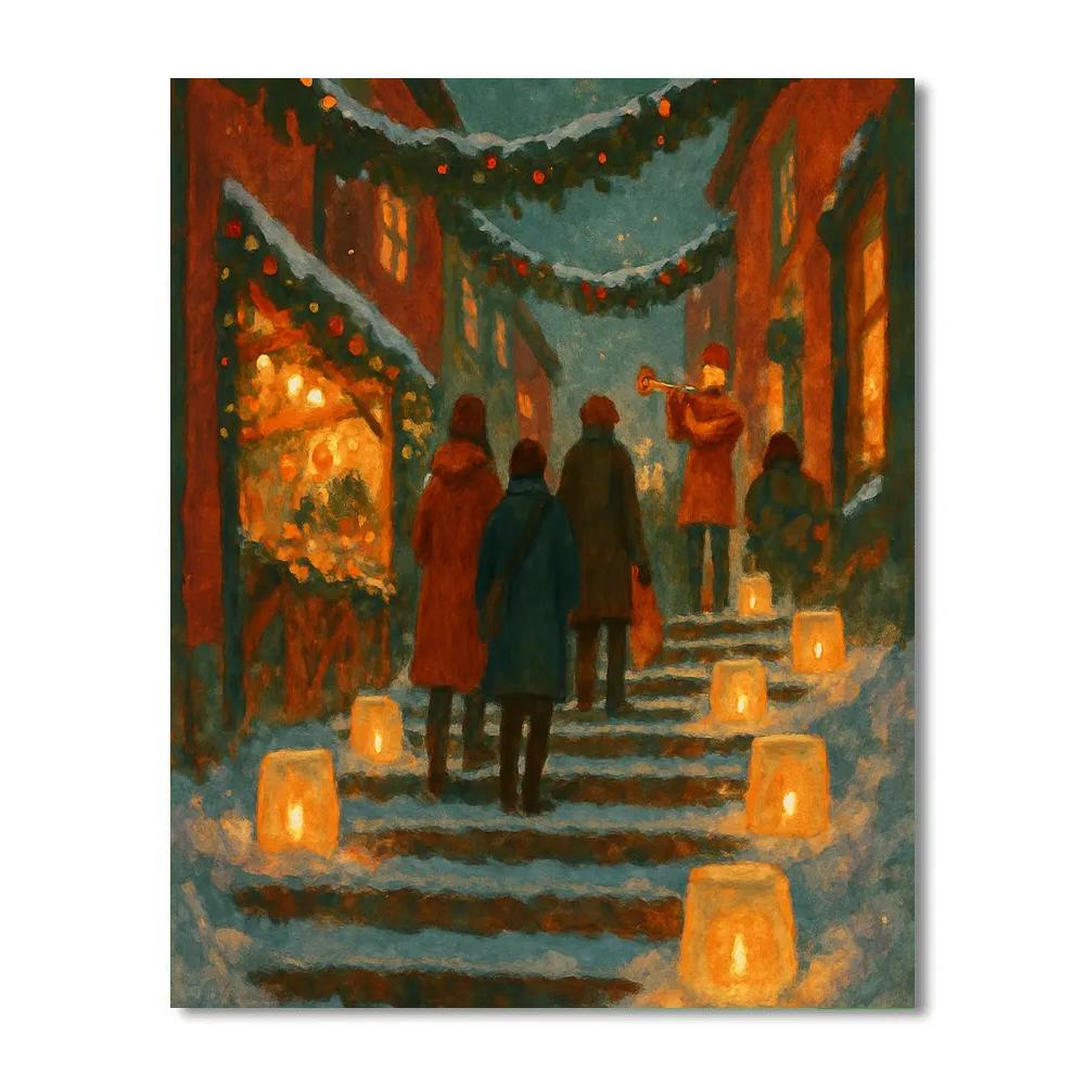 Snow Lantern Alley paint by numbers