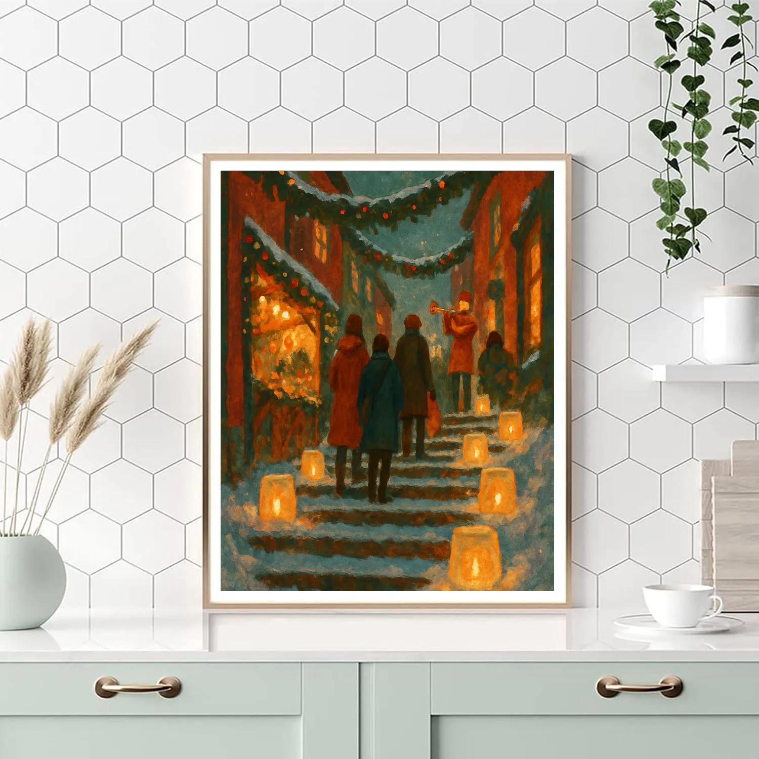 Snow Lantern Alley paint by numbers