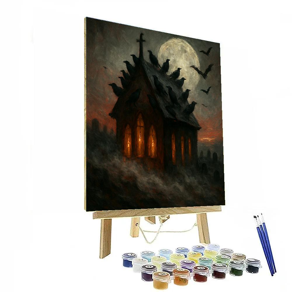 Ravens Above Moonstone Chapel paint by number
