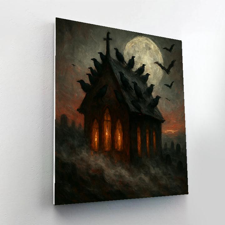 Ravens Above Moonstone Chapel paint by number