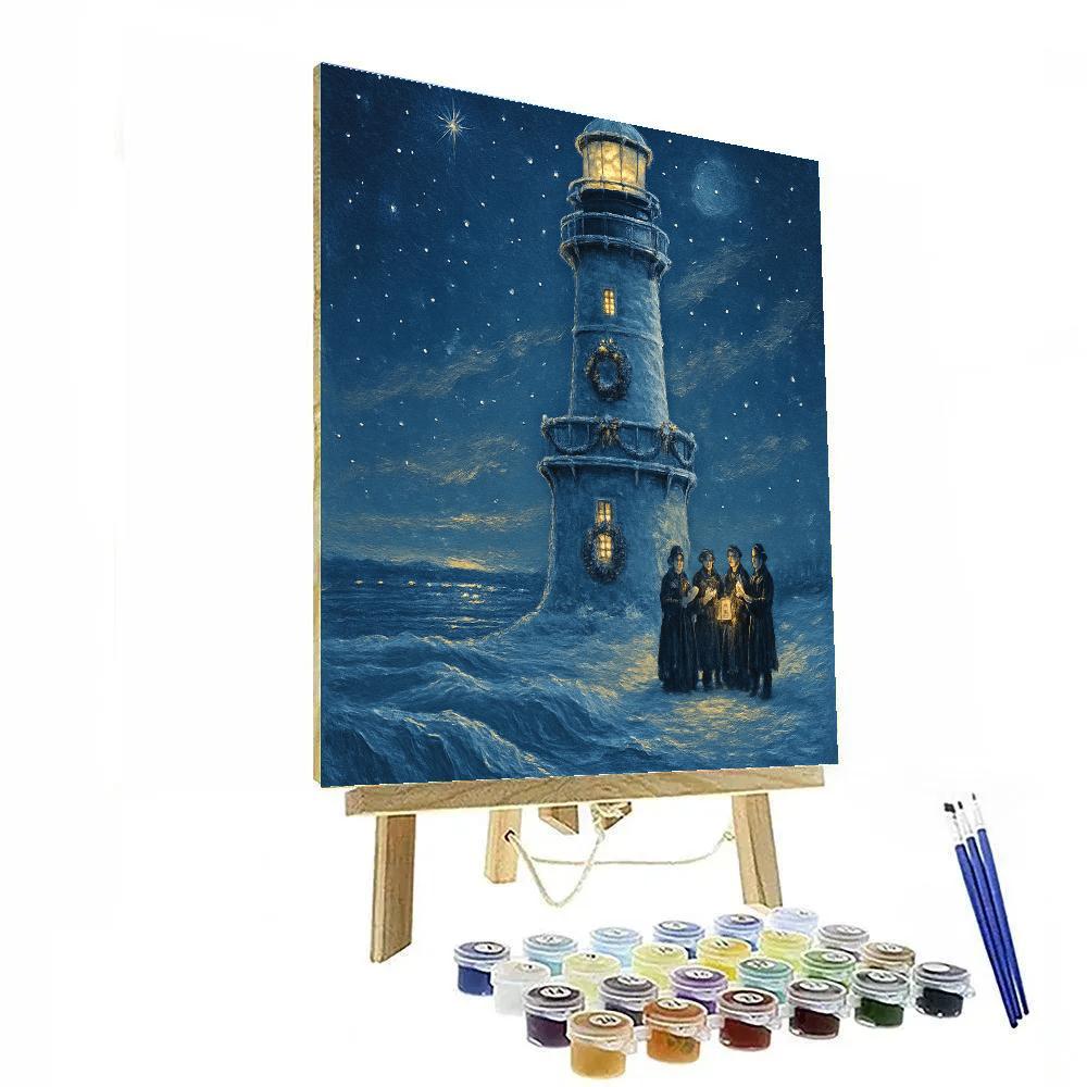 Snowy Lighthouse Carol paint by number