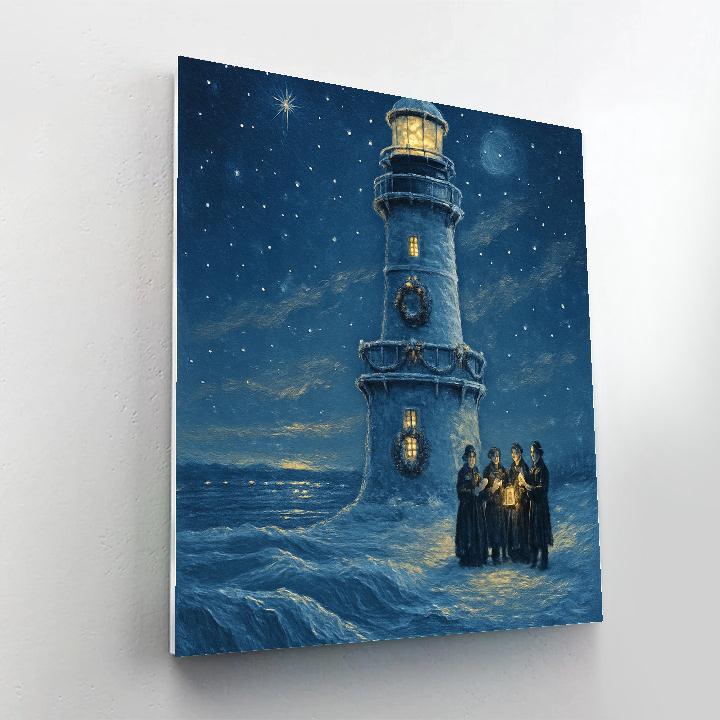 Snowy Lighthouse Carol paint by number