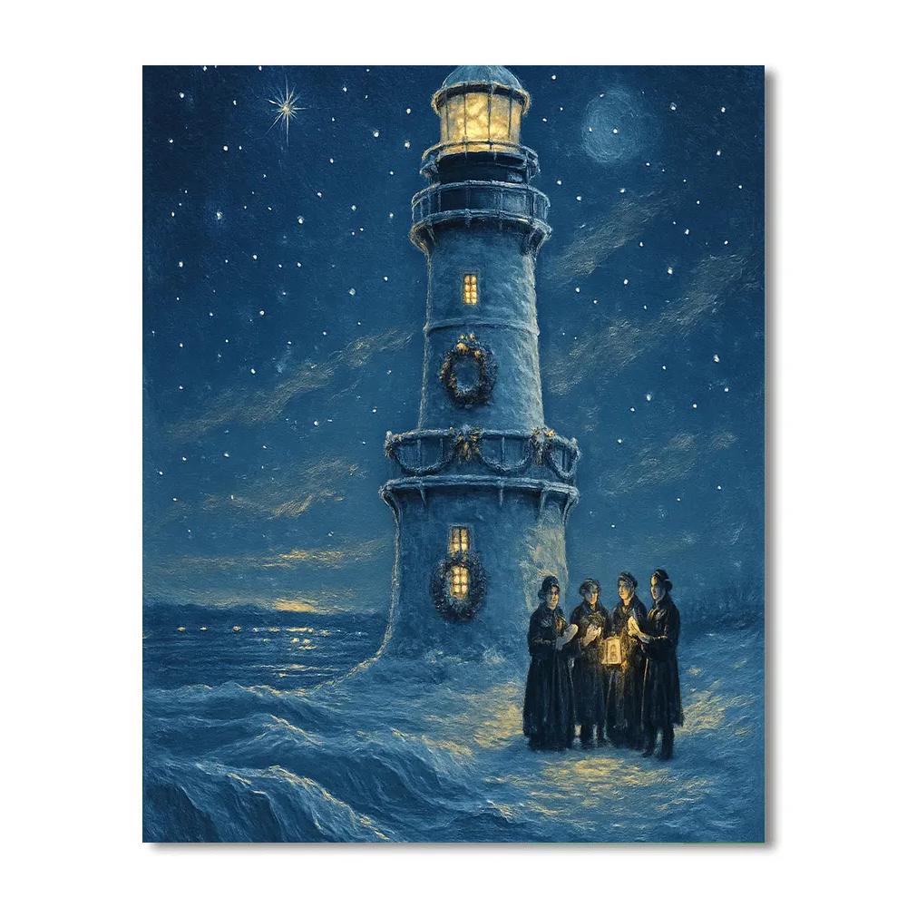 Snowy Lighthouse Carol paint by number