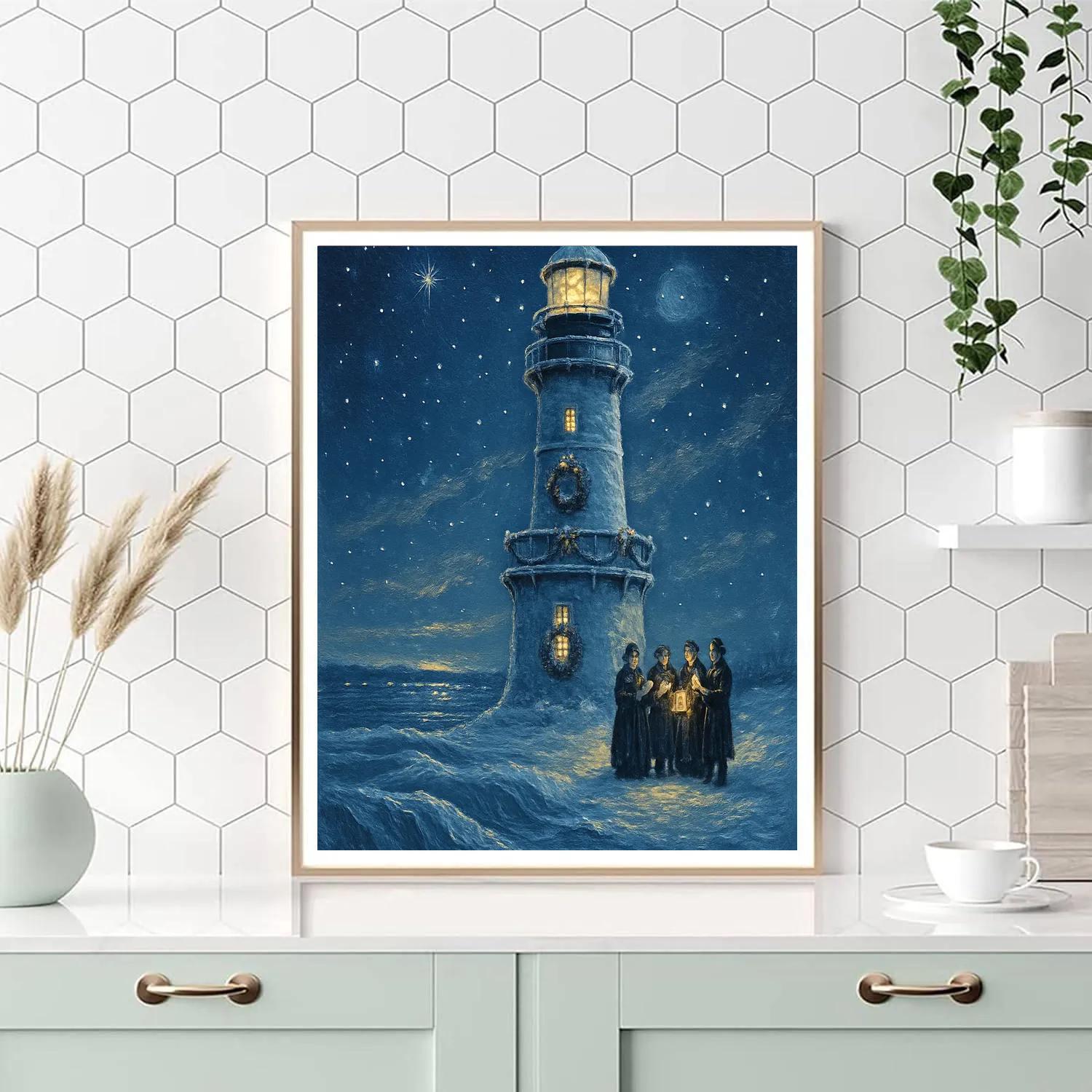 Snowy Lighthouse Carol paint by number