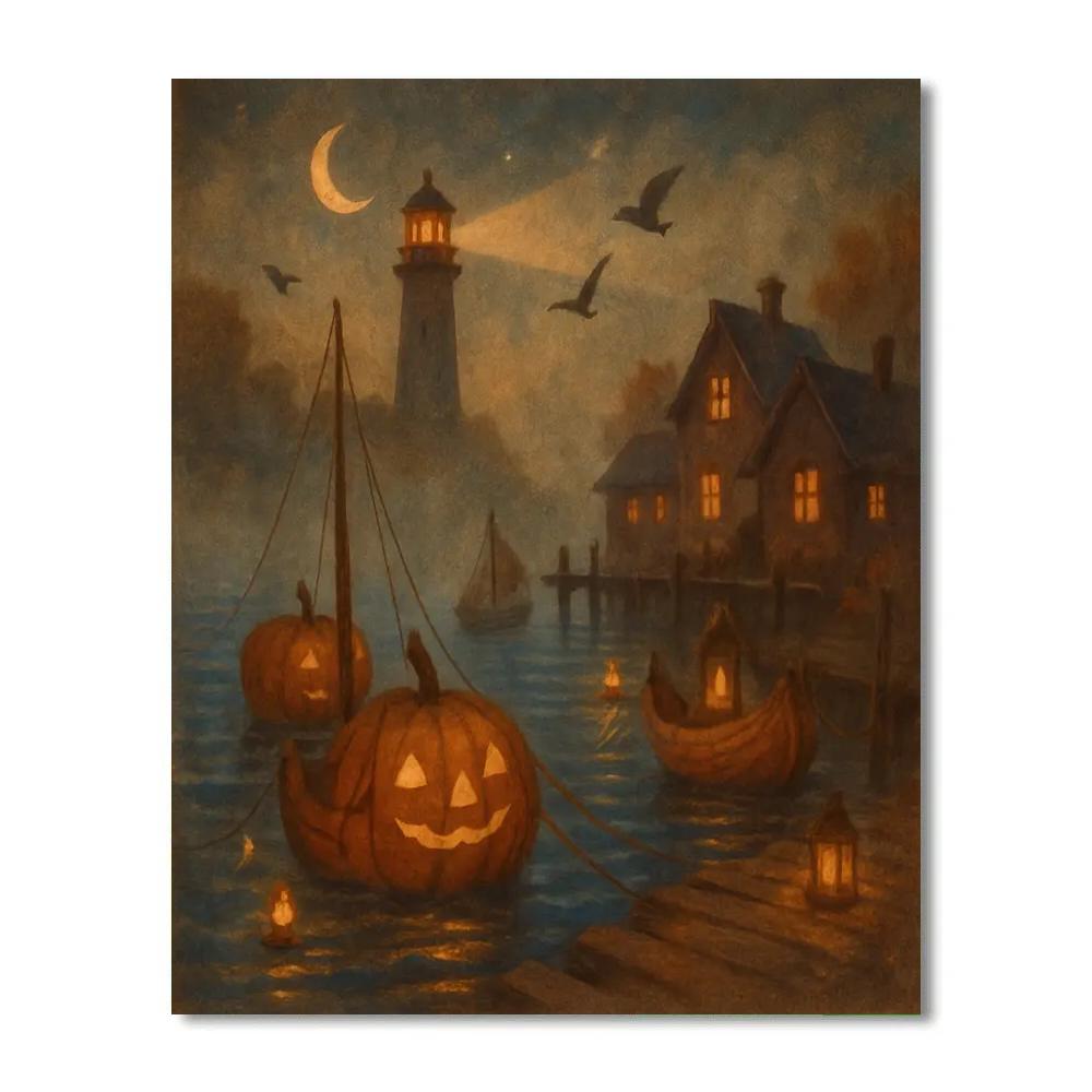 Twilight Pumpkin Harbor painting number kit