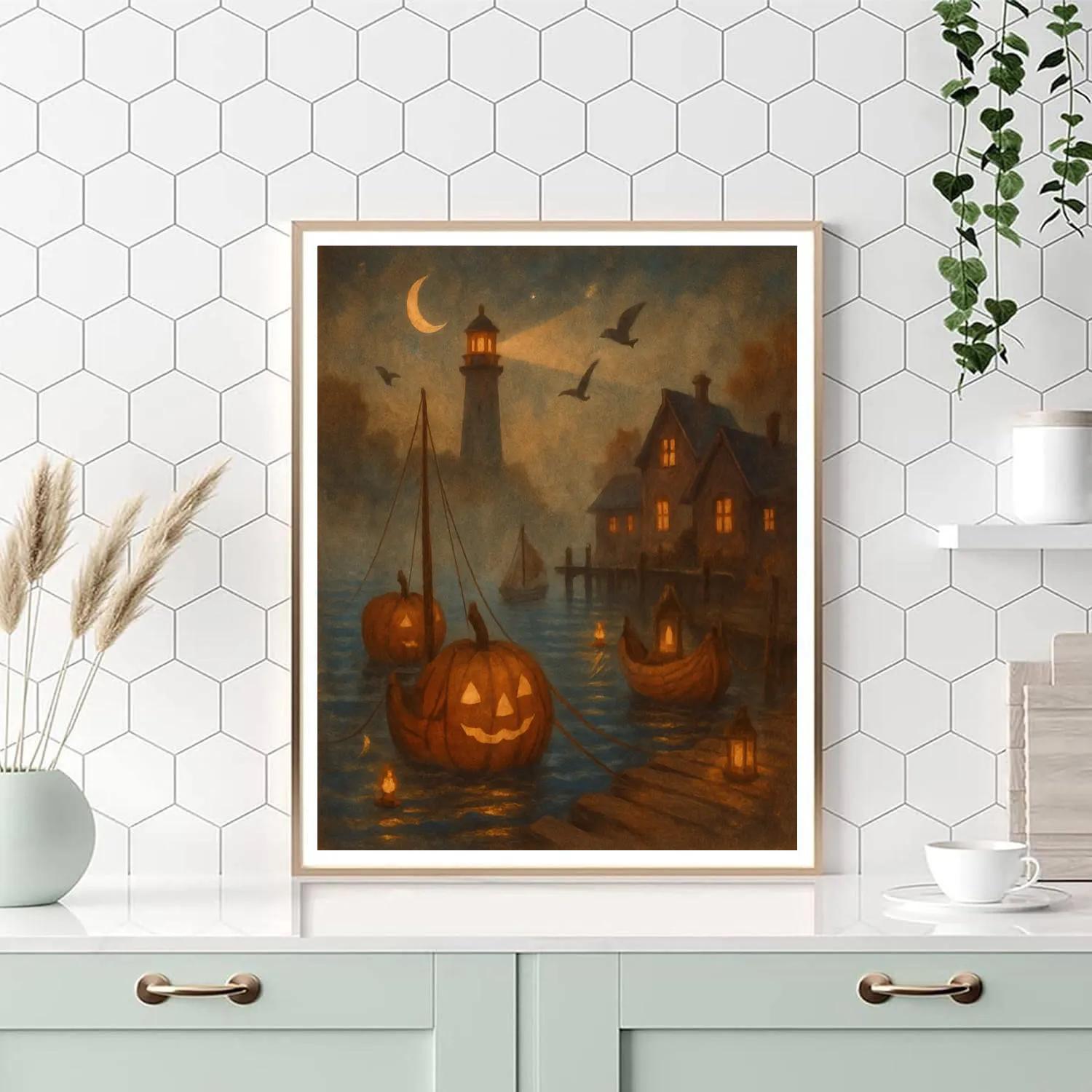 Twilight Pumpkin Harbor painting number kit