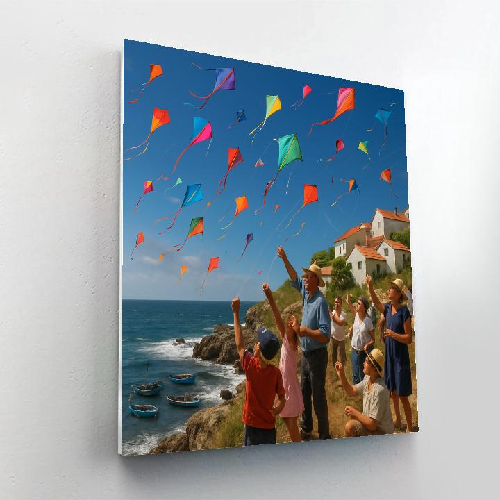 Kite Festival Above Coastal Village Paint by numbers kits