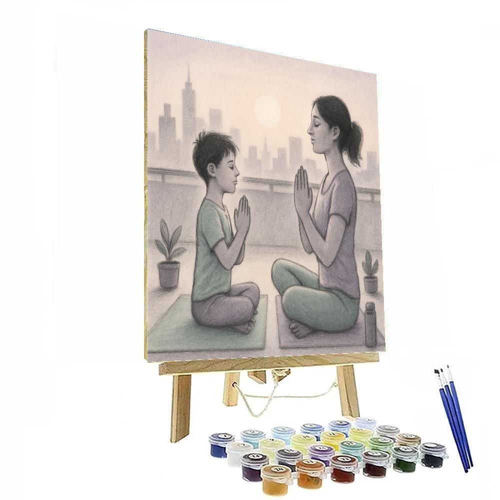 City Rooftop Sunrise Yoga Paint by numbers art