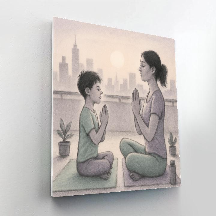 City Rooftop Sunrise Yoga Paint by numbers art