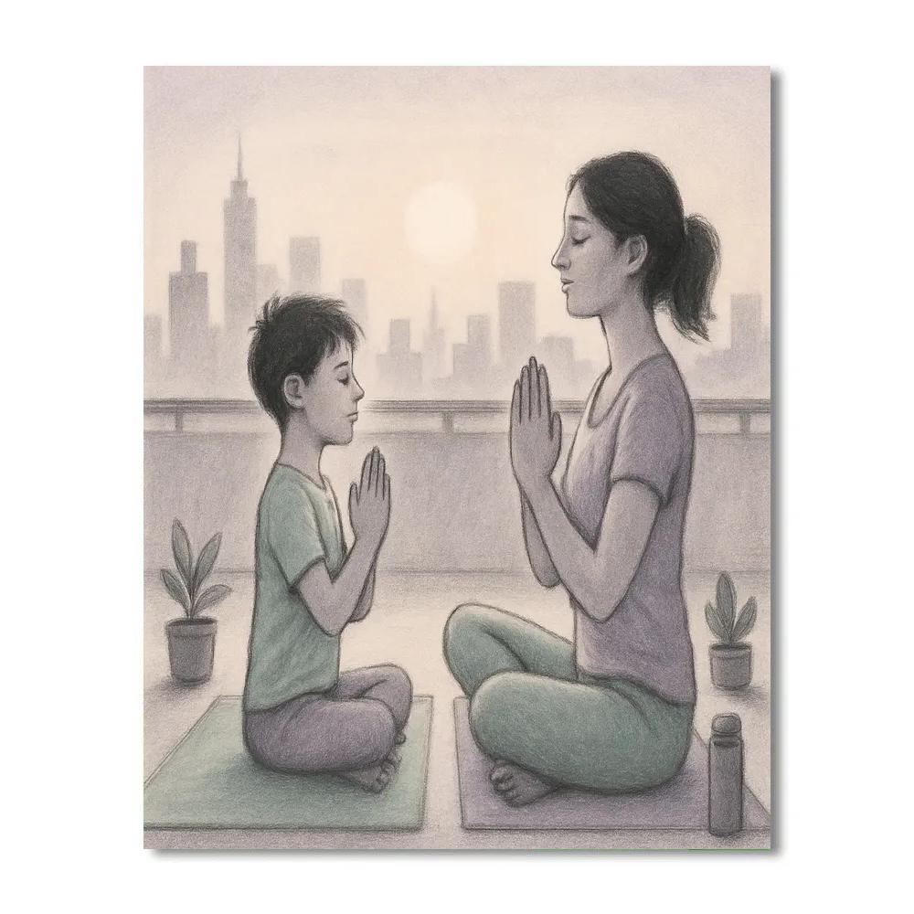City Rooftop Sunrise Yoga Paint by numbers art