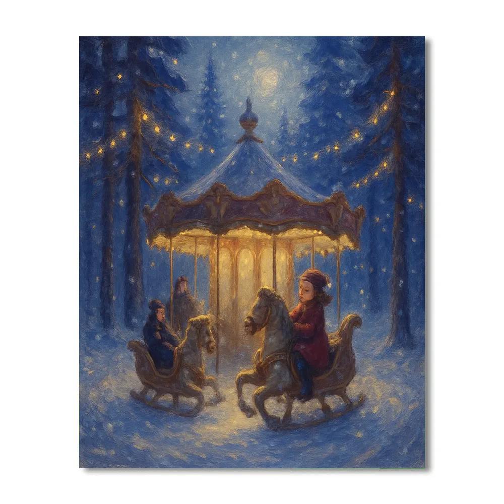 Starlit Pine Lane Carousel DIY paint by numbers
