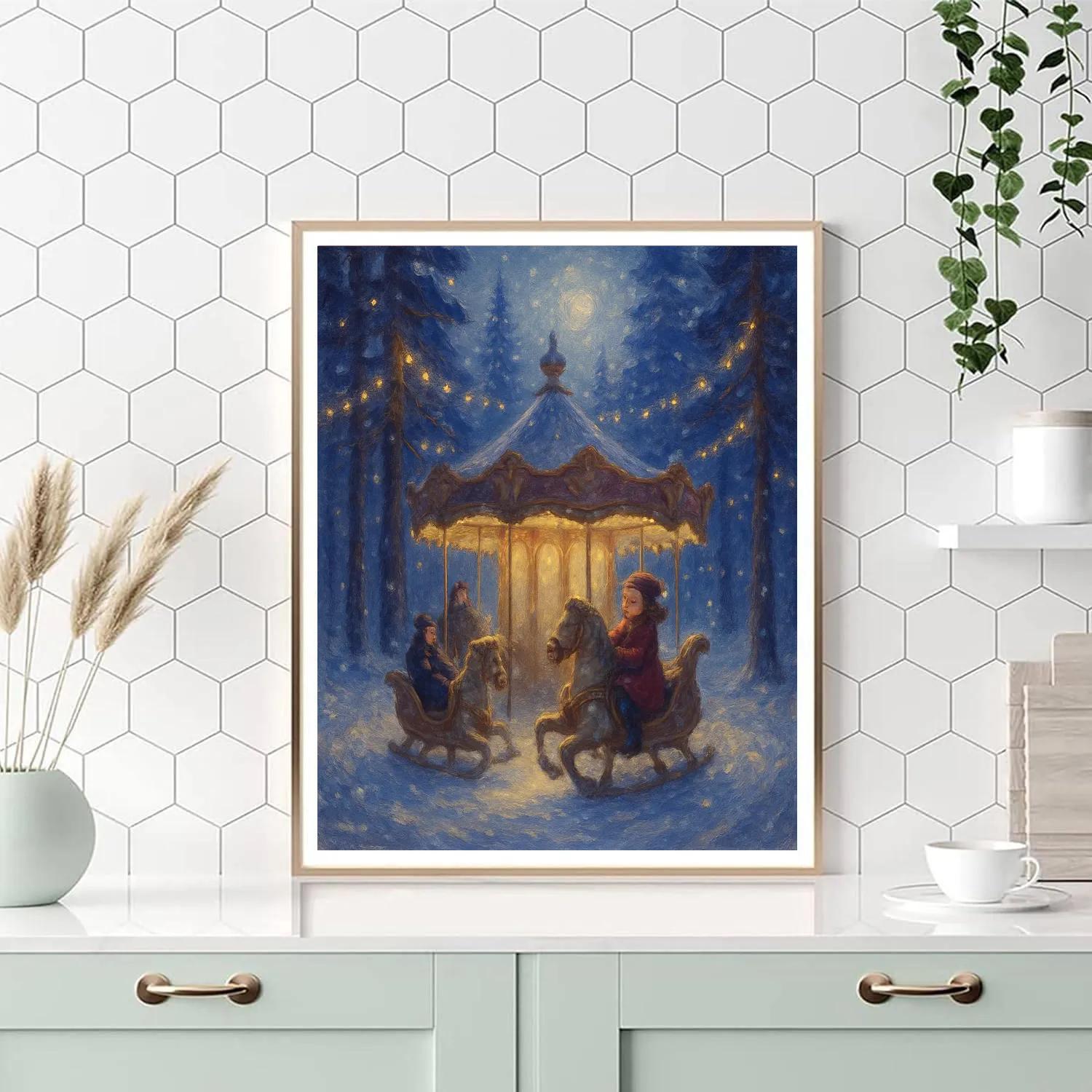 Starlit Pine Lane Carousel DIY paint by numbers