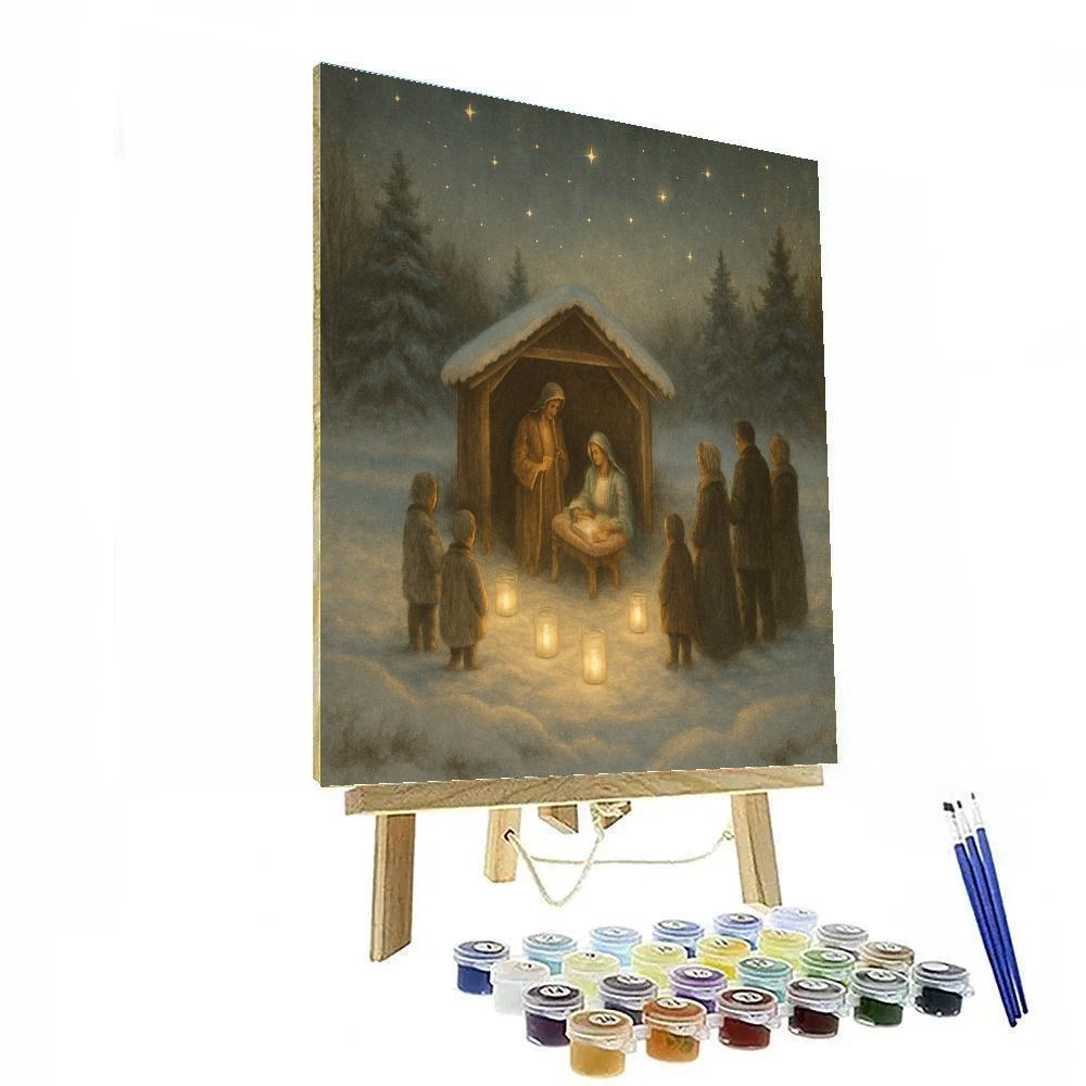Candlelight Nativity Meadow painting number kit
